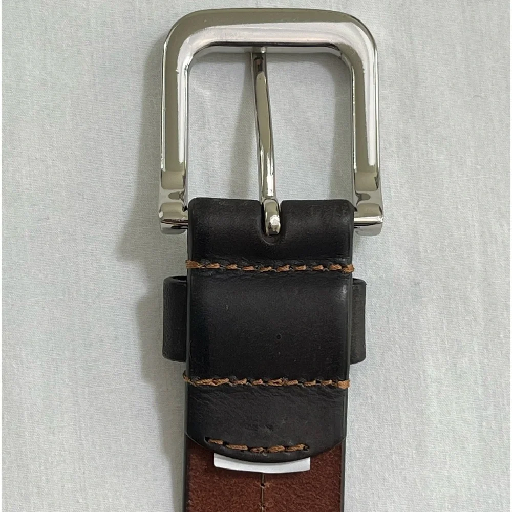 Joseph Abboud Belt Size 42, Dark Brown, Silver Finish Buckle